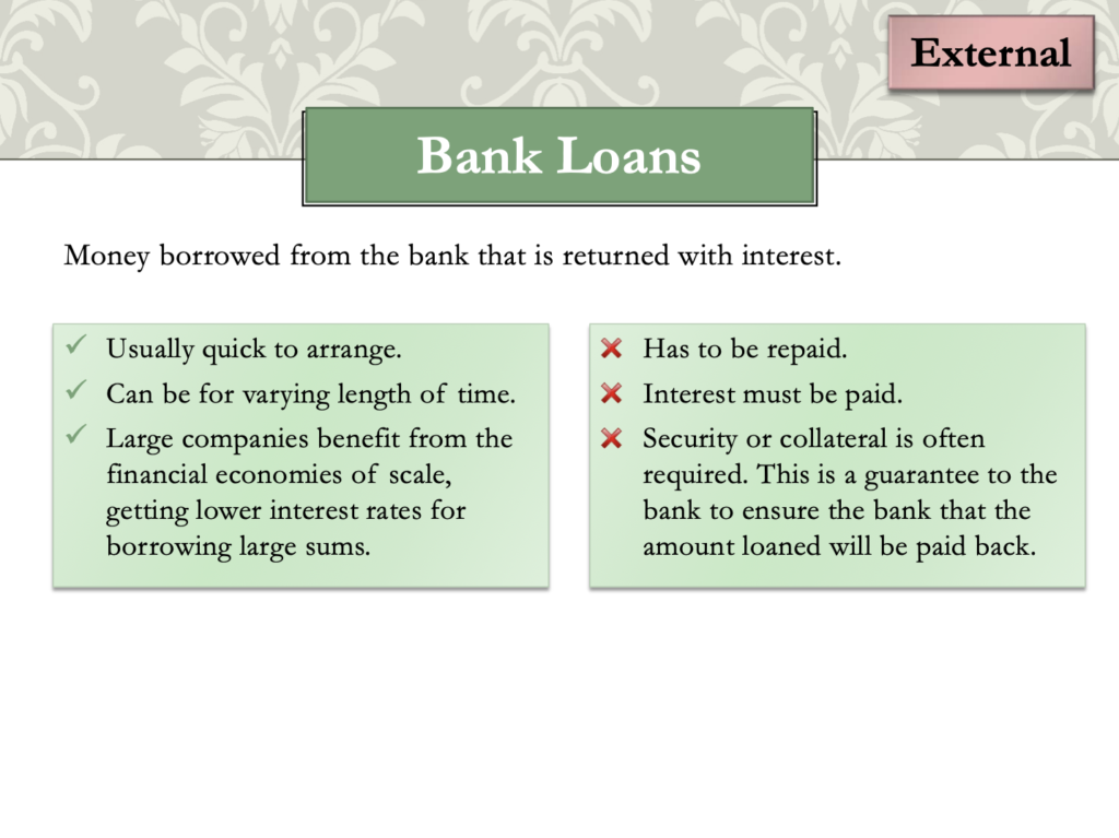 Sources of Finance Presentation Notes